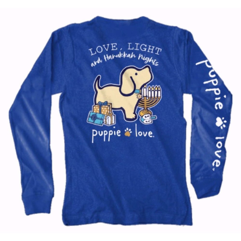 Puppie Love Dog Love Light And Hanukkah Nights Long Sleeve - NEW Fast Ship